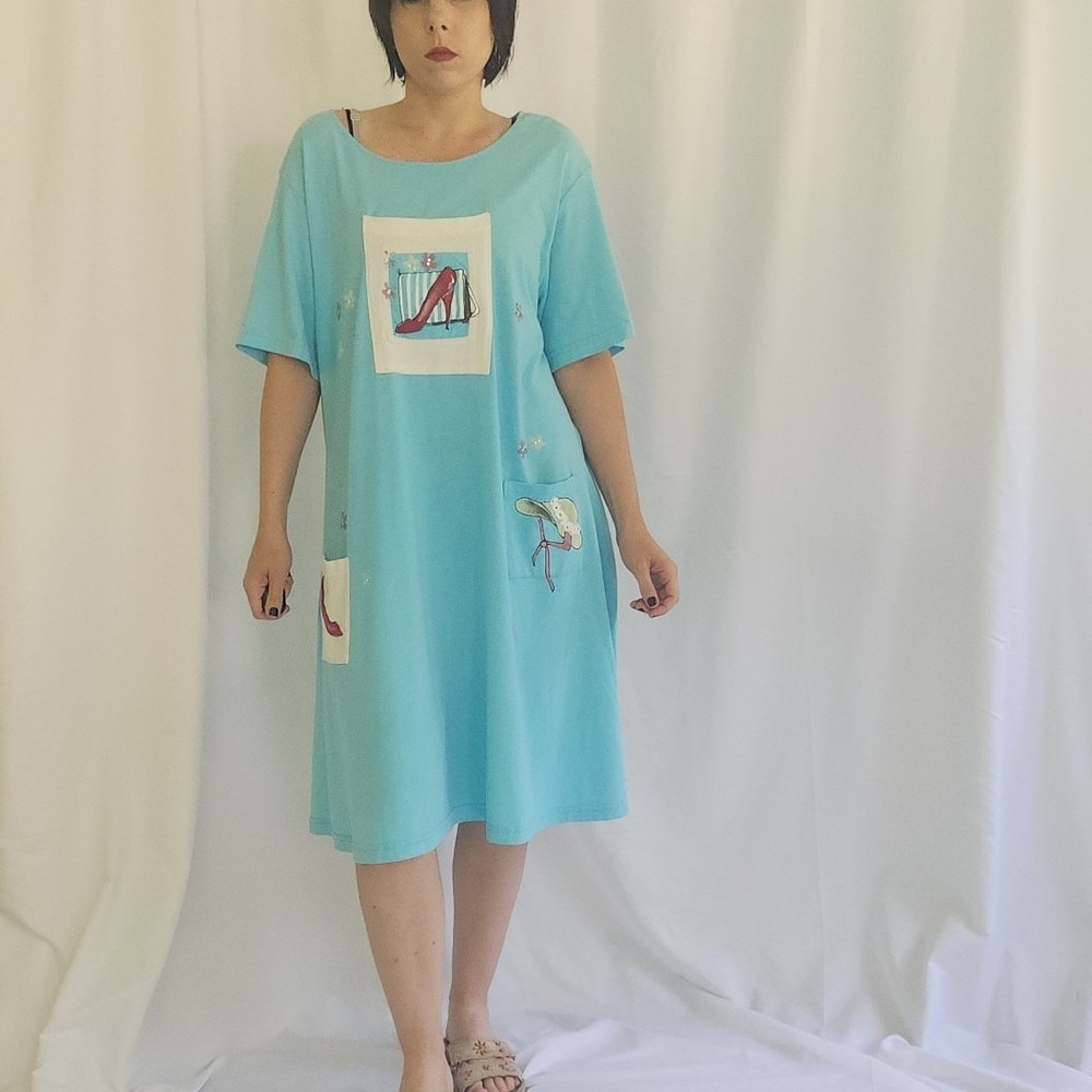 90s‎ Blue Grandmacore Tshirt Dress